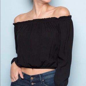 Brandy Melville black off shoulder crop